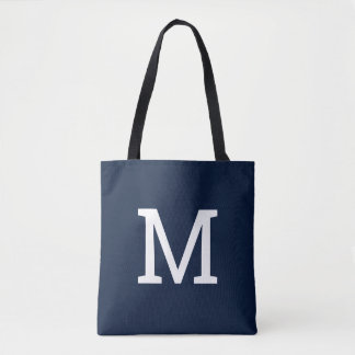 Marinho Clássico Blue Monograma Tote Bag Inicial