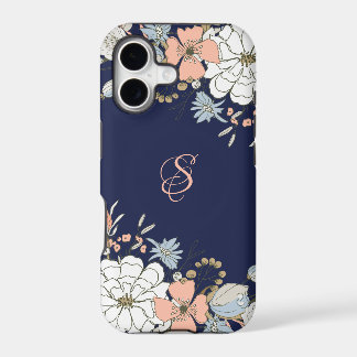 Marinho Cor-de-Rosa Azul Floral Personalizado