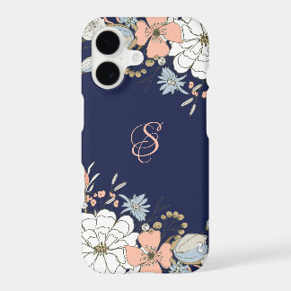 Marinho Cor-de-Rosa Azul Floral Personalizado