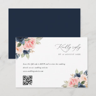 Marinho cor-de-rosa Código QR casamento RSVP