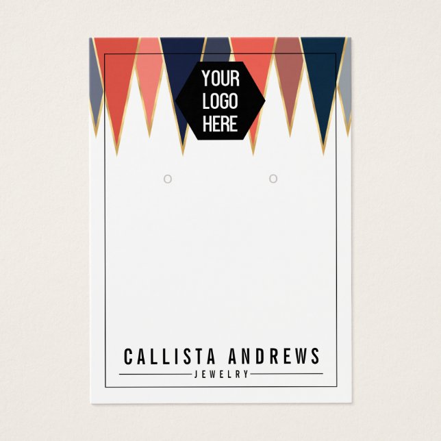 Marinho Coral triângulos geo Logotipo com manchas (Frente)