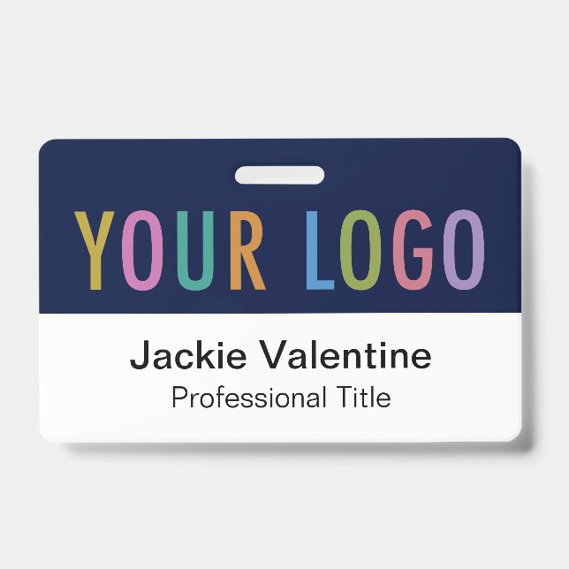 Marinho Crachá PVC azul  Logotipo horizontal Nome  (Frente)