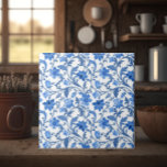 Marinho de algodão francês Blue Floral<br><div class="desc">Com um intrincado design floral azul, esses azulejos lembram casacos franceses e espaços acolhedores. Uma adição única às placas de cozinha ou de banheiro.</div>