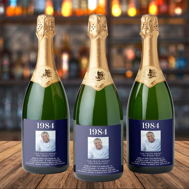 Marinho de aniversário azul foto diversão fatos bi (Criador carregado)