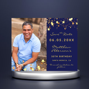 Marinho de aniversário de orçamento foto azul dour
