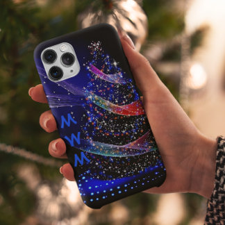 Marinho de Árvore de Natal Glitter do Monograma Tr