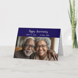 Marinho de Cartão de Aniversário de Foto Dobrada