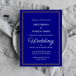 Marinho de casamento clássico Cartão azul<br><div class="desc">Convite de casamento clássico e elegante para pessoas tradicionais. Personalize os campos para sua preferência.</div>