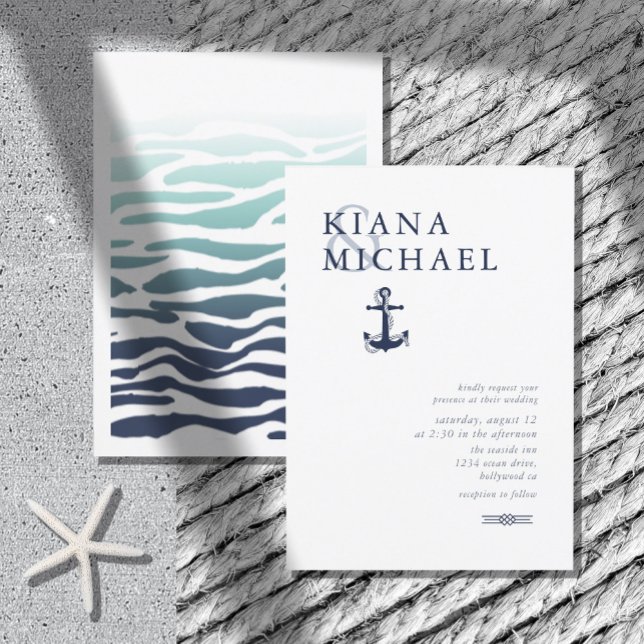 Marinho de Casamento de Âncora de Onda Azul/Wht ID (Criador carregado)