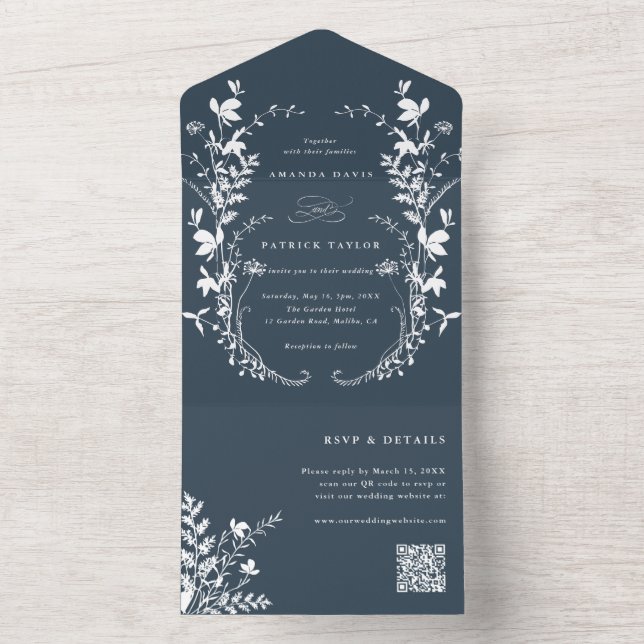Marinho de Casamento de Wreath de Flores Brancas S (Interno)