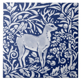 Marinho de Cobalto Blue Woodland Animal Deer Bird 