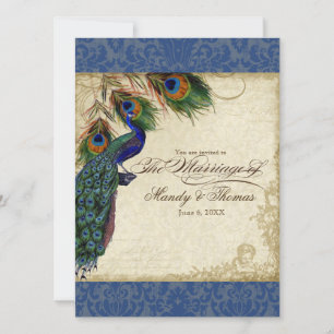 Marinho de Convite de casamento Formal Pavock & Fe