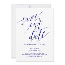 Marinho de Convite de Script Elegante Preto Azul