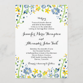 Marinho de Convite Floral Rustic Amarelo