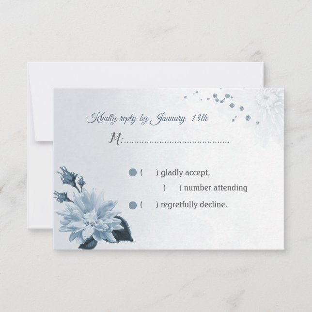 marinho de flor azul empoeirado deixa RSVP (Frente)