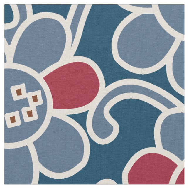 marinho de Flor Popular e Tecido Vermelho de 70 (Detalhe)