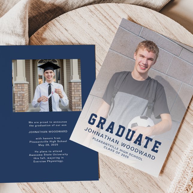 Marinho de fotos 2025 Anúncio do Formando azul (Criador carregado)