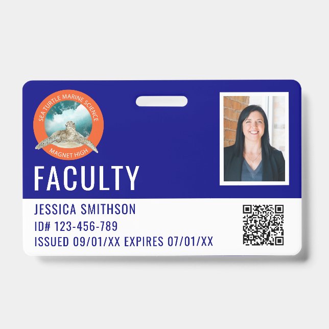 Marinho de ID de foto de escola ou empresa Crachá  (Frente)
