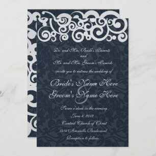 Marinho de inverno Blue Swirls Convite para casame