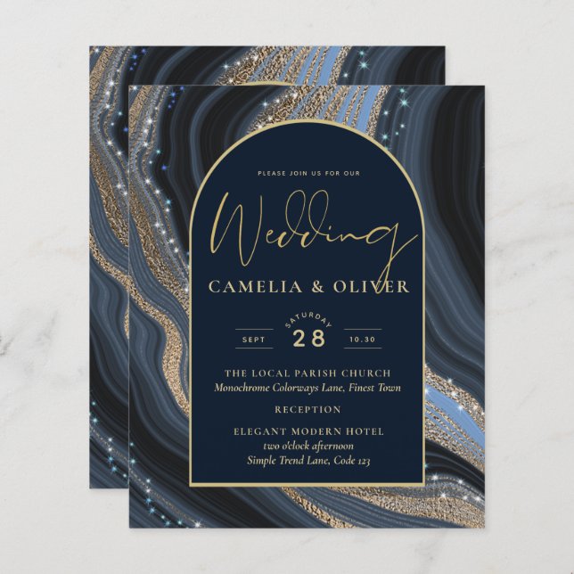 Marinho de LeahG Blue Dourado Agate STARRY NIGHT (Frente/Verso)