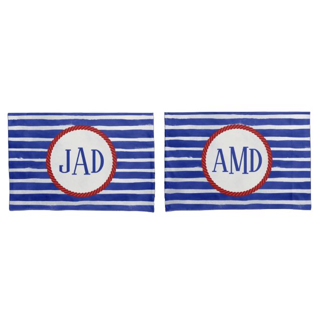 Marinho de Monograma Náutico Cor Azul Estriada (Frente - conjunto)