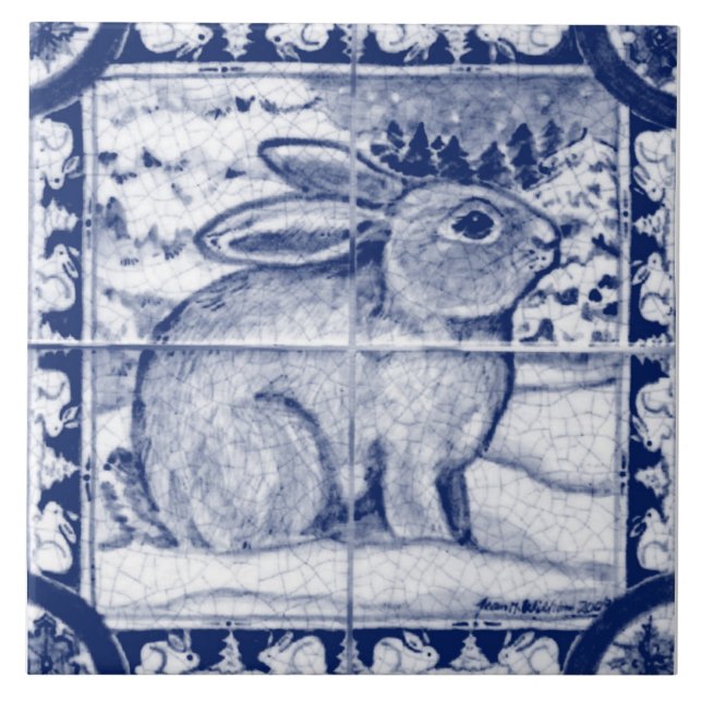 Marinho de Natal Blue Snow Bunny Dedham Delft (Frente)