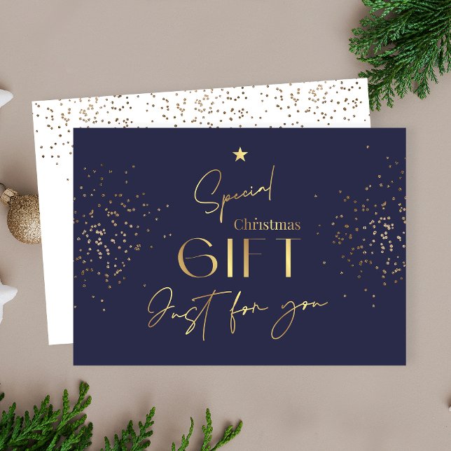 Marinho de Natal Certificado de Glitter Dourado Az (Navy & gold holiday gift voucher, perfect to use a Christmas gift voucher for clients or loved ones)