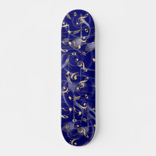 Marinho de notas de música artística azul skate