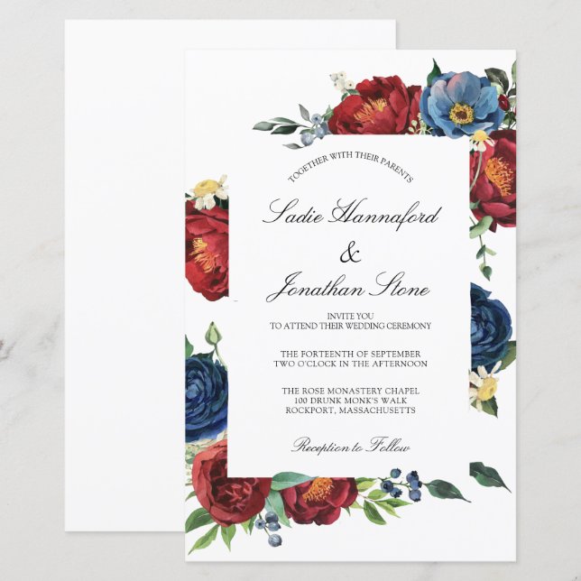 Marinho de Orçamento Azul Borgonha Vermelha Convit (Frente/Verso)