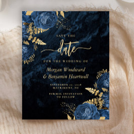 Marinho de Orçamento Azul Dourado Casamento Floral