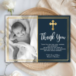 Marinho De Orçamento Batismo Dourado Azul Obrigado<br><div class="desc">Orçamento, elegante batismo azul-marinho e batismo, obrigado cartas. Envie obrigados para a família e amigos com este obrigado personalizado moderno, seu cartão plano religioso. Ele apresenta o script "Obrigado", com letra manuscrita, em torno de dois quadros de folhas de ouro falsos em fundo de marinho. Este belo cartões de agradecimentos...</div>