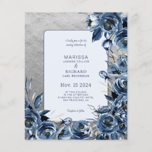 Marinho de Orçamento Blue Floral Silver Casamento