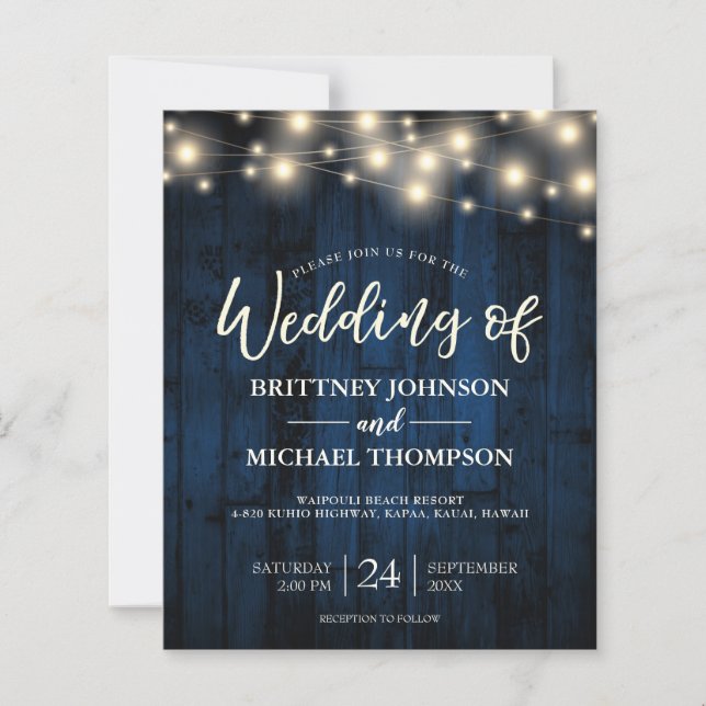 Marinho De Orçamento Blue Rustic String Lights Woo (Frente)