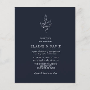 Marinho de Orçamento Convites Botânicos Modernos p