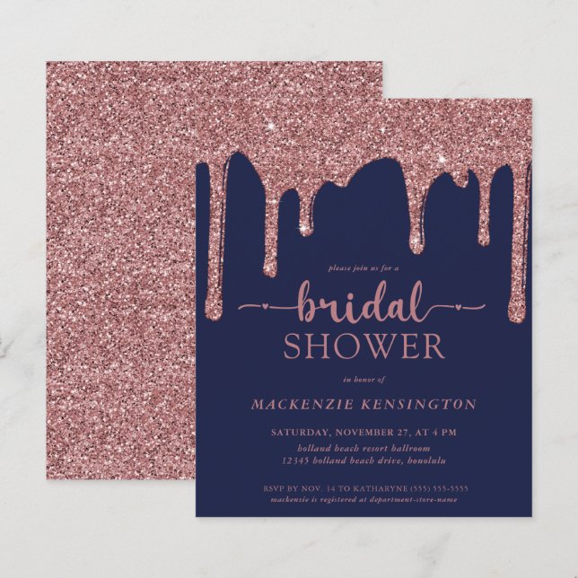 Marinho de Orçamento Rosa Azul Dourado Glitter Dri (Frente/Verso)
