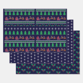 Marinho de padrão de suéter feio e macio azul Nata