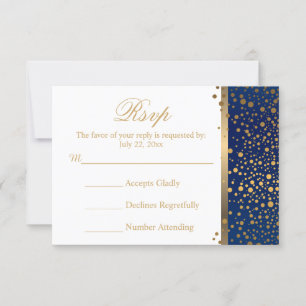 Marinho de Placa RSVP de Casamento e Branco com Po