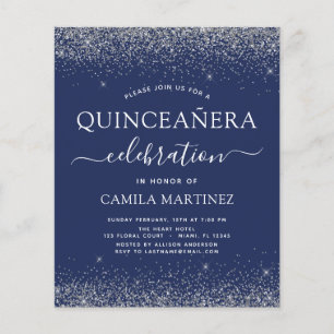 Marinho de Quinceanera Blue Silver Glitter