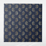 Marinho de Sereia Dourado Glam Azul<br><div class="desc">Marinho Azul azulejo com sereias douradas. O código hexadecimal para azul marinho é #202A44.</div>