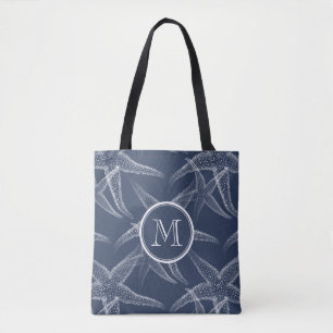 Marinho de Starfish Monograma Bag Tote de Praia