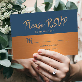 Marinho de trendagem de cobre para casamento rsvp