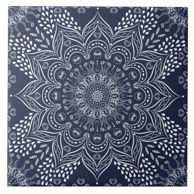 Marinho Decorativo Elegante Mandala Azul (Frente)