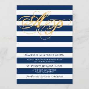 Marinho do azul do modelo do convite do casamento