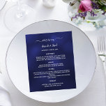 Marinho do Menu Casado azul branco simples<br><div class="desc">Um clássico cardápio de casamento. Um fundo azul marinho. A cor azul é irregular. Texto branco. Personalize e adicione seu nome,  data e menu. Você pode adicionar mais texto,  fotos no verso. 1 folha = 1 menu impresso borda a borda.</div>