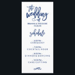 Marinho do Menu Casamento com Letra Chic Mão Azul<br><div class="desc">Compre nossa loja online para ver mais peças neste design!</div>