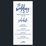 Marinho do Menu Casamento com Letra Chic Mão Azul<br><div class="desc">Compre nossa loja online para ver mais peças neste design!</div>