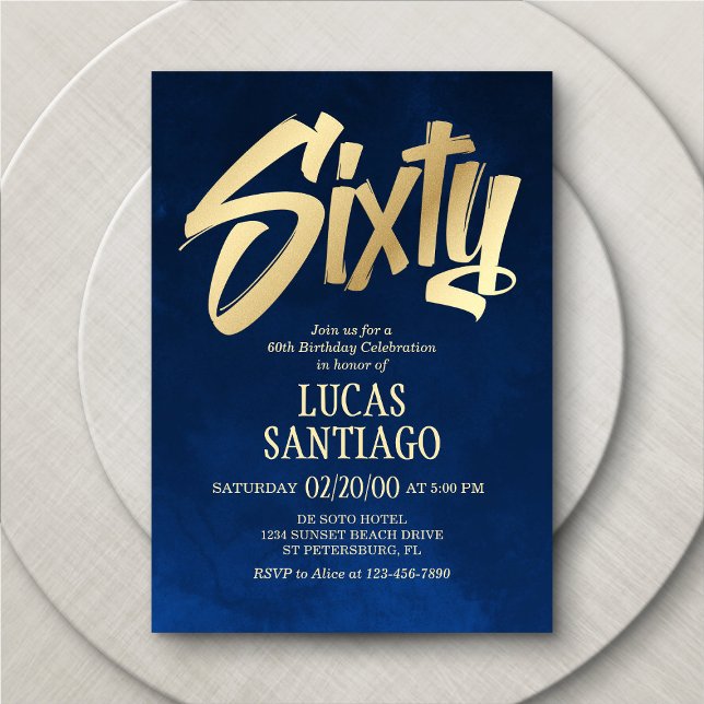 Marinho Dourado 60º Convite de Aniversário (Criador carregado)