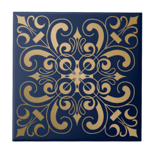 Marinho Dourado Ornamentado luxuoso