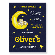Marinho Dourado Twinkle Little Star primeiro anive