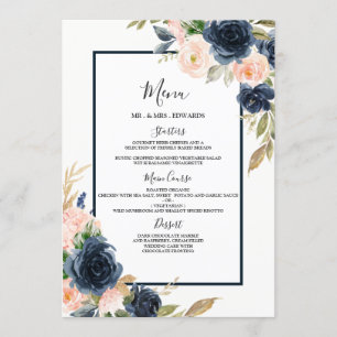 Marinho e Blush Floral Noivado Border Menu